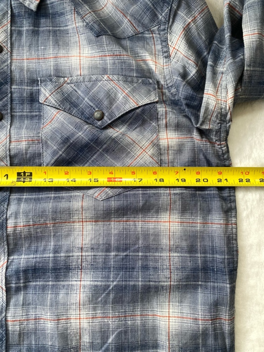 Patagonia Hemp Blend Western Snap Plaid Shirt - Men’s Small - Blue/Orange - Picture 4 of 11